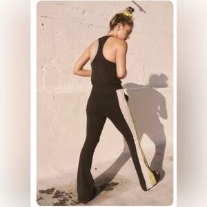 Free People FP Movement new‎ Flow black combo Flare Onesie racerback jumpsuit